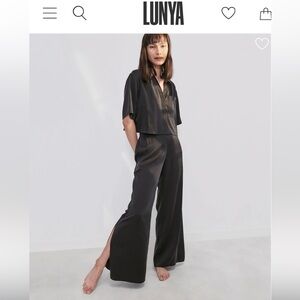 Lunya High Rise 100% Silk Pants Size L